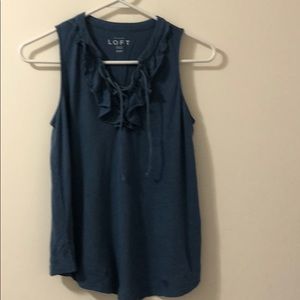 Loft lace up ruffle shirt